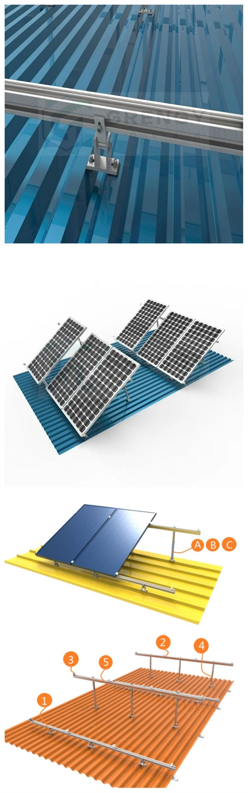 Adjustable solar mounting system for metal roof